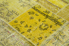 Kırk Yama Sarı Patchwork Pamuk Yün El Dokuma Halısı 195x195 Agacan