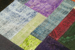 Kırk Yama Gri Patchwork Pamuk Yün El Dokuma Halısı 150x150 Agacan