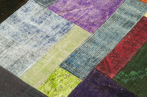 Kırk Yama Gri Patchwork Pamuk Yün El Dokuma Halısı 150x150 Agacan