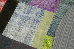 Kırk Yama Gri Patchwork Pamuk Yün El Dokuma Halısı 150x150 Agacan