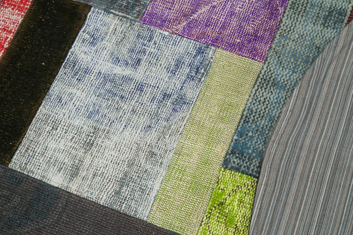Kırk Yama Gri Patchwork Pamuk Yün El Dokuma Halısı 150x150 Agacan