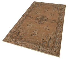 Overdyed Vintage Kahverengi Eskitme Pamuk Yün El Dokuma Halısı 113x204 Agacan
