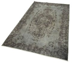 Overdyed Vintage Gri Eskitme Pamuk Yün El Dokuma Halısı 117x204 Agacan