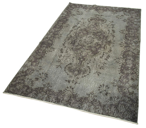 Overdyed Vintage Gri Eskitme Pamuk Yün El Dokuma Halısı 117x204 Agacan
