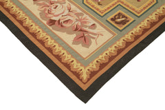 Aubusson Floral Bej Çiçekli Pamuk Yün El Dokuma Halısı 280x366 Agacan