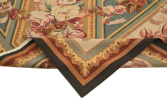 Aubusson Floral Bej Çiçekli Pamuk Yün El Dokuma Halısı 280x366 Agacan