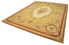 Aubusson Floral Sarı Çiçekli Pamuk Yün El Dokuma Halısı 267x371 Agacan