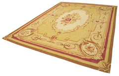 Aubusson Floral Sarı Çiçekli Pamuk Yün El Dokuma Halısı 271x362 Agacan