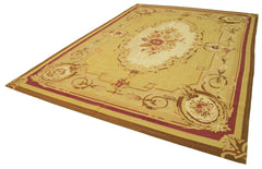 Aubusson Floral Sarı Çiçekli Pamuk Yün El Dokuma Halısı 260x368 Agacan