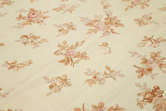 Aubusson Floral Bej Çiçekli Pamuk Yün El Dokuma Halısı 295x435 Agacan