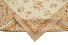 Aubusson Floral Bej Çiçekli Pamuk Yün El Dokuma Halısı 295x435 Agacan