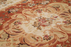 Aubusson Floral Bej Çiçekli Pamuk Yün El Dokuma Halısı 265x362 Agacan