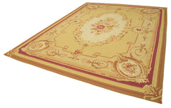 Aubusson Floral Sarı Çiçekli Pamuk Yün El Dokuma Halısı 268x365 Agacan
