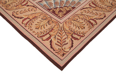 Aubusson Floral Pembe Çiçekli Pamuk Yün El Dokuma Halısı 270x338 Agacan