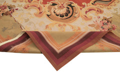 Aubusson Floral Bej Çiçekli Pamuk Yün El Dokuma Halısı 308x426 Agacan