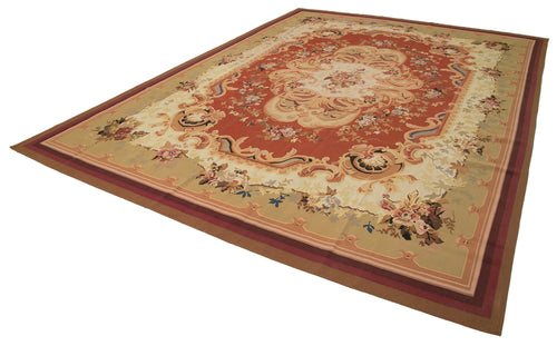 Aubusson Floral Bej Çiçekli Pamuk Yün El Dokuma Halısı 321x426 Agacan