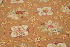 Aubusson Floral Bej Çiçekli Pamuk Yün El Dokuma Halısı 236x306 Agacan
