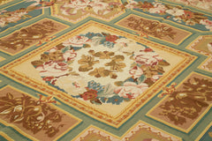 Aubusson Floral Bej Çiçekli Pamuk Yün El Dokuma Halısı 280x369 Agacan