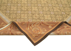 Aubusson Floral Bej Çiçekli Pamuk Yün El Dokuma Halısı 266x356 Agacan
