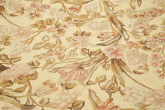 Aubusson Floral Bej Çiçekli Pamuk Yün El Dokuma Halısı 268x368 Agacan