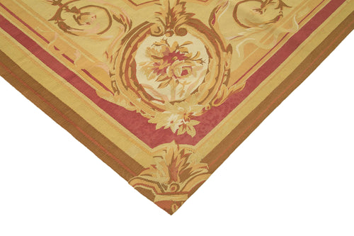 Aubusson Floral Bej Çiçekli Pamuk Yün El Dokuma Halısı 266x361 Agacan