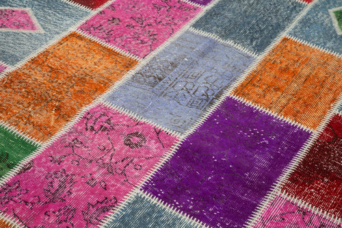 Kırk Yama Gri Patchwork Pamuk Yün El Dokuma Halısı 165x231 Agacan