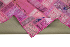 Kırk Yama Pembe Patchwork Pamuk Yün El Dokuma Halısı 171x238 Agacan