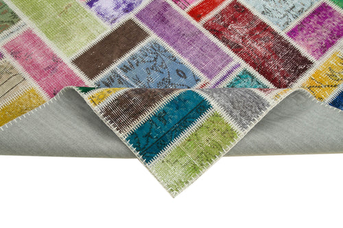 Kırk Yama Gri Patchwork Pamuk Yün El Dokuma Halısı 173x239 Agacan