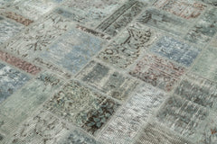 Kırk Yama Gri Patchwork Pamuk Yün El Dokuma Halısı 172x237 Agacan