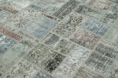 Kırk Yama Gri Patchwork Pamuk Yün El Dokuma Halısı 172x237 Agacan