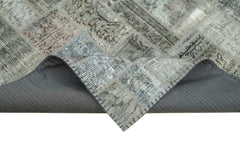 Kırk Yama Gri Patchwork Pamuk Yün El Dokuma Halısı 172x237 Agacan