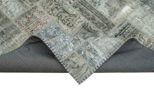 Kırk Yama Gri Patchwork Pamuk Yün El Dokuma Halısı 172x237 Agacan