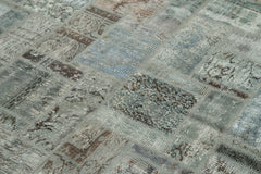 Kırk Yama Gri Patchwork Pamuk Yün El Dokuma Halısı 171x238 Agacan