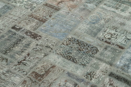 Kırk Yama Gri Patchwork Pamuk Yün El Dokuma Halısı 171x238 Agacan