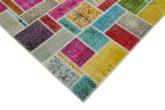 Kırk Yama Gri Patchwork Pamuk Yün El Dokuma Halısı 172x255 Agacan