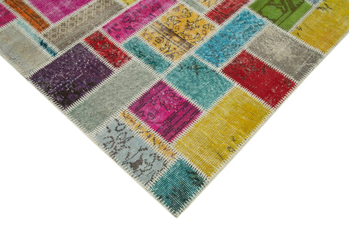 Kırk Yama Gri Patchwork Pamuk Yün El Dokuma Halısı 172x255 Agacan