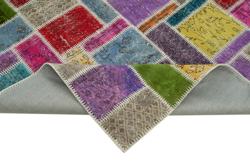 Kırk Yama Gri Patchwork Pamuk Yün El Dokuma Halısı 172x255 Agacan
