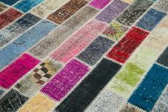 Kırk Yama Gri Patchwork Pamuk Yün El Dokuma Halısı 182x242 Agacan