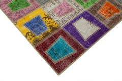 Kırk Yama Gri Patchwork Pamuk Yün El Dokuma Halısı 193x273 Agacan