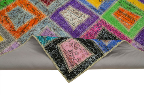 Kırk Yama Gri Patchwork Pamuk Yün El Dokuma Halısı 193x273 Agacan