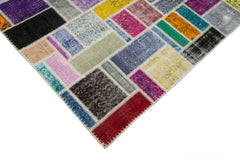 Kırk Yama Gri Patchwork Pamuk Yün El Dokuma Halısı 208x296 Agacan