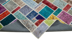 Kırk Yama Gri Patchwork Pamuk Yün El Dokuma Halısı 208x296 Agacan