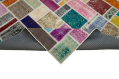 Kırk Yama Gri Patchwork Pamuk Yün El Dokuma Halısı 210x297 Agacan