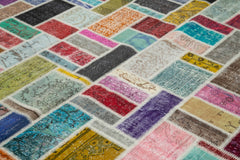 Kırk Yama Gri Patchwork Pamuk Yün El Dokuma Halısı 260x300 Agacan