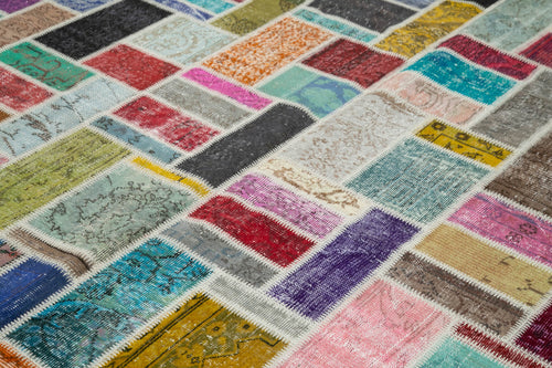 Kırk Yama Gri Patchwork Pamuk Yün El Dokuma Halısı 260x300 Agacan