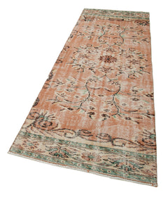 Overdyed Vintage Turuncu Eskitme Pamuk Yün El Dokuma Halısı 96x276 Agacan