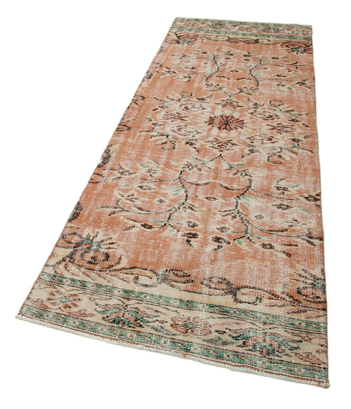 Overdyed Vintage Turuncu Eskitme Pamuk Yün El Dokuma Halısı 96x276 Agacan