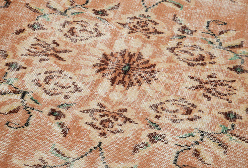 Overdyed Vintage Turuncu Eskitme Pamuk Yün El Dokuma Halısı 96x276 Agacan