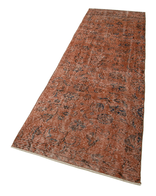 Overdyed Vintage Turuncu Eskitme Pamuk Yün El Dokuma Halısı 87x305 Agacan