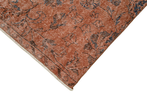 Overdyed Vintage Turuncu Eskitme Pamuk Yün El Dokuma Halısı 87x305 Agacan